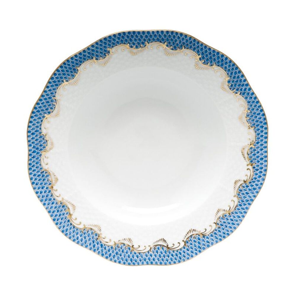 Herend Fish Scale Blue Soup Plate - NEW $330
